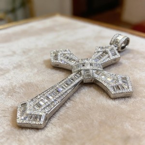 <b>Cross</b> <b>Charm</b> Pendant Hip Hop Jewelry Yellow - White Gold Plated 925 Sterling Silver Pass Diamond Tester Moissanite Iced Out Penda - Product Image 6