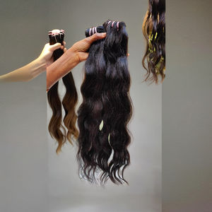 Máquina Wefted Raw Indian Temple Virgen Extensiones de cabello humano sin procesar Extensión de cabello indio recto rizado ondulado de la India - Product Image 1