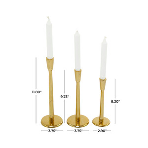 Modern Metal Gold <b>Candlestick</b> <b>Holders</b> Elegant Set Of 3 Taper <b>Holders</b> For Home Wedding Table Decoration Stylish <b>Brass</b> Finish - Product Image 3