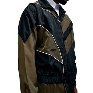 Ensemble de survêtement coupe-vent personnalisé pour homme avec veste zippée à empiècements contrastants et pantalon de jogging – Léger, OEM, Vente en gros, Fournisseur de vestes et de vêtements de sport pour homme - Product Image 6