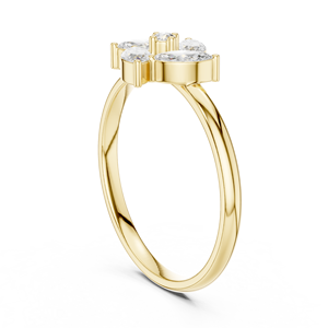 Anillos de oro macizo de 14k para mujer con diamantes de corte redondo y marquise en forma de flor, minimalistas, para regalo, compromiso, aniversario, boda. - Product Image 4