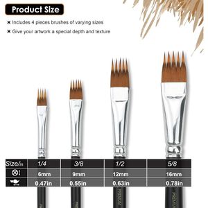 Set di 4 Pennelli Professionali per Pittura Acrilica/Olio/Acquerello, Set di Spazzole per Artisti - Product Image 3