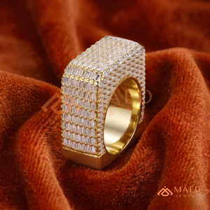18K Gold Plated Baguette Stone Square <b>Ring</b> | <b>Iced</b> Out Geometric Signet Band | Hip Hop Fashion Jewellery for Men & Women - Product Image 2
