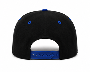 Casquette Snapback Bicolore Personnalisée avec Logo Brodé 3D en Relief, Profil Haut, 6 Panneaux, Streetwear, Visière Plate, Noir et Bleu, Vente en Gros - Product Image 3