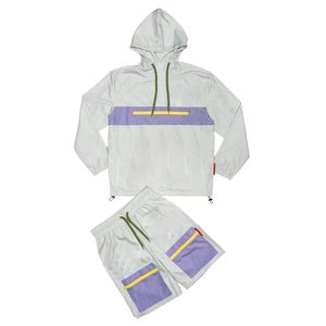 Ensemble de survêtement décontracté deux pièces personnalisé avec logo pour homme, ensemble short respirant unisexe, coupe-vent et short - Product Image 3