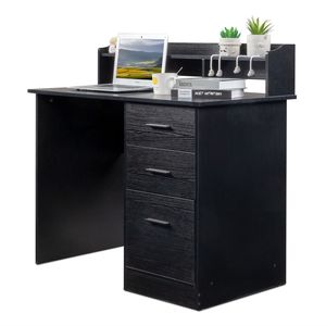 Scrivania per Computer FCH in Legno Nero Effetto Venatura 110*50*95cm, in Truciolato con Triamina, Tre Cassetti, Ripiano Portaoggetti - Product Image 5