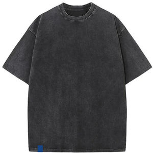 T-shirt en coton tricoté pour femme, col rond, manches courtes, coupe ample, plissé, couleur unie, respirant, toutes saisons - Product Image 5