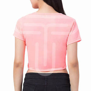 Tops cortos para mujer 100%, camisa transpirable de alta calidad para mujer, Top corto con capucha, logotipo y diseño de Color personalizado - Product Image 3