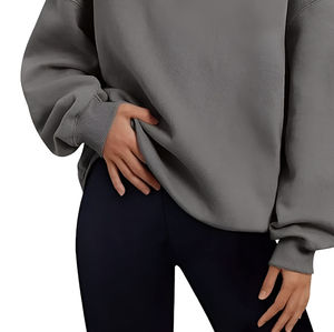 Sudadera de manga larga oversize personalizada para mujer, de color liso, estilo casual de otoño, 100% algodón. - Product Image 5