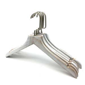 Antique white wooden <b>hangers</b> Stainless steel hook <b>hangers</b> Custom logo clothing <b>hangers</b> Minimalist design <b>hangers</b> - Product Image 1