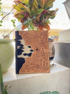 Hand Tooled Leather Business Portfolio Binder Conference File <b>Folders</b> Manufacture Cowhide Document <b>Folder</b> With <b>Card</b> Holder - Product Image 1