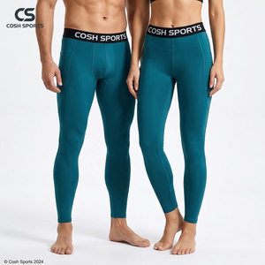 Leggings de compression haute élasticité pour hommes et femmes avec poches latérales, logo personnalisé, séchage rapide, pour fitness, gym, sport, course à pied et yoga - Product Image 1
