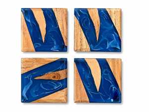 Artisan Acacia Wood Resin <b>Coaster</b> Set Decorative Wooden <b>Drink</b> <b>Coasters</b> for Tea, Coffee, Cocktails & Entertaining - Product Image 1