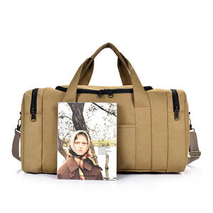 Sac de voyage Oxford vert olive avec fermeture éclair, grande capacité, sac de week-end, bandoulière amovible - Product Image 4