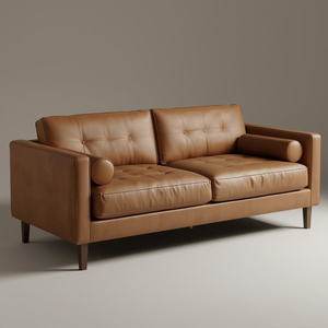 Canapé 2 places en cuir de vachette véritable du Vietnam, dossier capitonné, vente en gros pour mobilier de salon domestique - Product Image 1