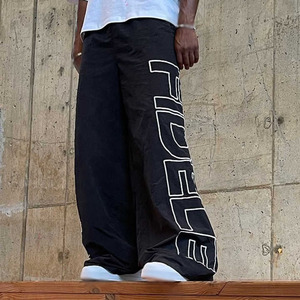 Pantalones Oversize de Nylon Estilo Urbano para Hombre, Casuales, Cortavientos, de Pierna Ancha, con Cintura Elástica y Estampado Gráfico, Suministro de Marca Privada - Product Image 5