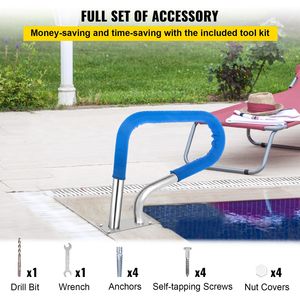 Corrimano per piscina 32x23 in acciaio inox 304 con capacità di carico di 250 libbre, design ergonomico, colore argento, antiruggine - Product Image 6