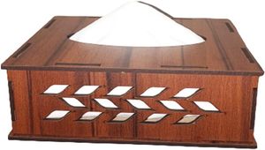 Boîte à mouchoirs en bois artisanale moderne, design carré, finition naturelle, autoportante, accessoire décoratif pour la maison - Product Image 4