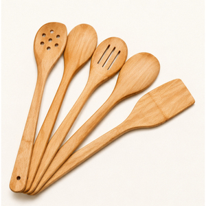 Ensemble de cuillères de cuisine en bois naturel vintage, spatule en bois écologique antiadhésive, ustensiles de cuisine en bois dur de qualité supérieure pour la cuisson - Product Image 3