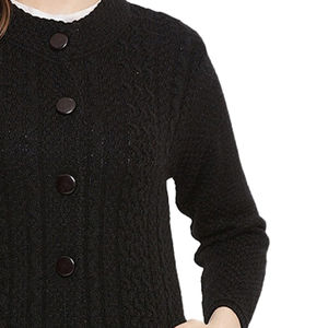 Manteau en tricot noir de haute qualité pour femme, chaud, à manches longues, décontracté, avec boutons, vêtement d'extérieur tendance, OEM - Product Image 3