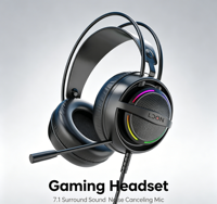 LDON 518 Earphone Gaming Berkabel Over-Ear Headset Mikrofon RGB Kulit Logam AAC Audiophile Suara Surround Tombol Latensi Rendah