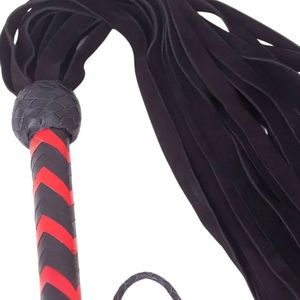 Flogger de cuero hecho a mano con mango grueso y correa para la muñeca para control - Product Image 5