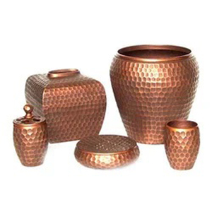 Juego de Accesorios de Baño de Cobre de Alta Calidad, 6 Piezas, Textura Martillada, Color Cobre, Personalizable - Product Image 1