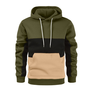 Sweat à capuche personnalisé OEM pour homme, en polaire polyester/coton, décontracté, patchwork, motif uni, logo personnalisable, teinture unie, saison hivernale - Product Image 1