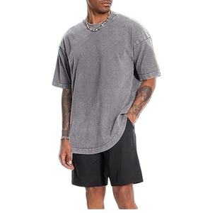 Camisetas Oversize Holgadas Lisas Teñidas Nuevo Estilo Cuello Redondo Hombro Caído Hip Hop Verano Exterior 240Gsm Gruesas Transpirables - Product Image 1