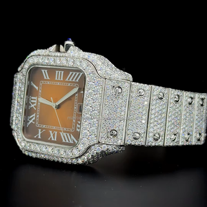 Montre Hip Hop de qualité supérieure, cadran or très unique, entièrement sertie de diamants, avec 25 carats de diamants Moissanite VVS1, mouvement à quartz. - Product Image 2