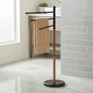 Toallero de hierro fundido de primera calidad para el hogar MIT, estante de accesorios de baño de grano de madera, decoración moderna para el hogar, estante de accesorios de baño DIY - Product Image 5