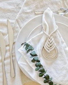 Anneau de serviette en corde de coton tressée : Art textile en nœud Pipa - Product Image 3