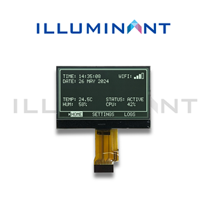Pantalla LCD monocromática FPC SPI de 2,48 pulgadas, 128x64, tipo gráfico FSTN, transflectiva positiva COG, blanca, 200 nits, retroiluminación, 6 O'clock. - Product Image 5