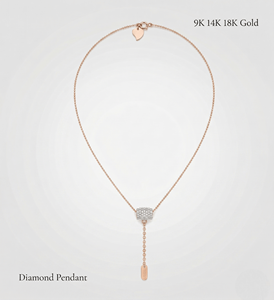 <b>Solid</b> <b>Gold</b> Lariat Necklace Diamond <b>Pendant</b> 9K 14K 18K <b>Gold</b> Adjustable Drop Necklace for Women Trendy Gift Party Custom Jewelry - Product Image 1