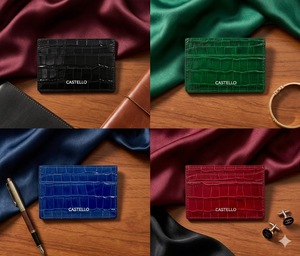 [Producto Destacado] Cartera Delgada Castello de Cuero Genuino con Grabado de Cocodrilo, Forro de Poliéster, Unisex, Negra - Product Image 6