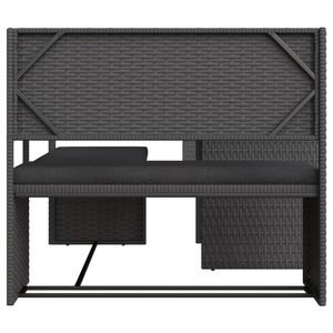 Sofá de Jardín de Ratán Sintético Negro con Acero con Recubrimiento en Polvo y Poliéster, Elegante Conjunto de Jardín para Exteriores - Product Image 4