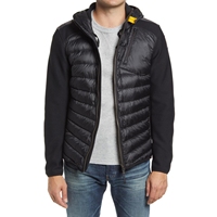 Veste matelassée à capuche unisexe en toile bleue, fermeture éclair sur le devant, coupe-vent, rembourrage en coton, vêtement d'extérieur d'hiver, style décontracté, coupe régulière