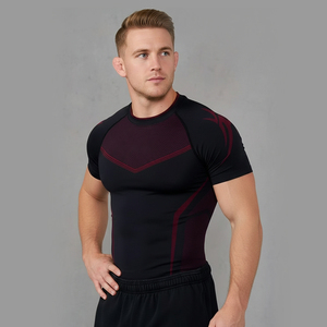 <b>Men's</b> Slim Fit Compression <b>T</b>-<b>Shirt</b> Short Sleeve Athletic Solid <b>Navy</b> <b>Blue</b> Quick Dry Breathable Sporty O-Neck Knitted Blank Design - Product Image 3