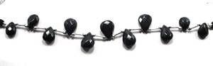 Cuentas facetadas de espinela negra natural en forma de pera, hilo de piedras preciosas, cuentas sueltas para la fabricación de joyería al por mayor. - Product Image 2