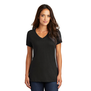 T-shirt respirant pour femme à col en V, haut uni à manches courtes, t-shirts en toile, prix de gros, services OEM avec logo personnalisé - Product Image 4