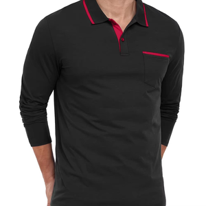 Camiseta Polo Casual de Manga Larga para Hombre, Mezcla de Algodón, con Bolsillo en el Pecho, Logotipo Personalizado, Venta al Por Mayor - Product Image 5