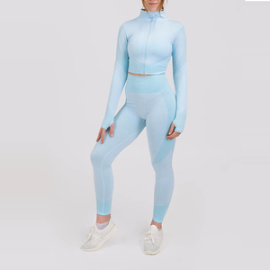 Nouvel ensemble de yoga personnalisé pour femme, motif uni, taille haute, tenue de sport, combinaison d'entraînement avec logo avant, service OEM - Product Image 3