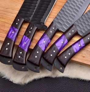 Handmade Stainless Steel <b>Knife</b> <b>Set</b> -5 Pcs Kitchen <b>Knife</b> <b>Set</b> With Leather Roll Bag With Wood & Resin Handle 100% High Quality - Product Image 3