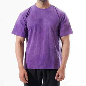 Camiseta con Logotipo Personalizado, Lavado Ácido, para Hombre, 100% Algodón, Nueva Moda, Bordado e Impresión, Talla Grande, Ropa de Verano, Venta al Por Mayor, Lavado - Product Image 4