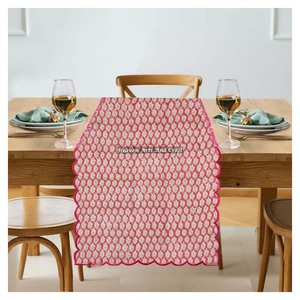 High Quality Indian Cotton Hand Block Print Embroidery Edge <b>Table</b> <b>Runner</b> Decor Decorative Item For Living Room For <b>Wedding</b> Event - Product Image 3