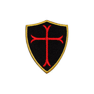 Knights Templar Shield Cross Red Embroidered Canvas Iron-On Patch 2.3x3.1 Inch for Gifts & Cloth - Product Image 1