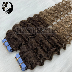 Extensiones de cabello Remy humano 100% vietnamita, 100g, blanqueamiento teñido, cinta rizada profunda con permanente, trama única, lista para enviar en todos los colores - Product Image 3