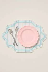 Manteles individuales Bearfit hechos a mano con bordado Madline, 100% algodón, lona orgánica, ecológicos, estilo europeo, con rayas azules - Product Image 5