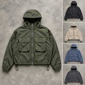 Men's Hooded Color Blocking Racer <b>Jacket</b> Windproof Zipper Closure Sporty Autumn Wear Polyester Material - Product Image 6