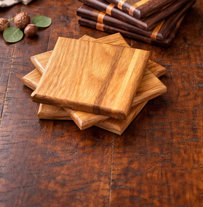 ชุดจานรองแก้วไม้ทำมือ – จานรองแก้วไม้สไตล์เรสติก - Product Image 3
